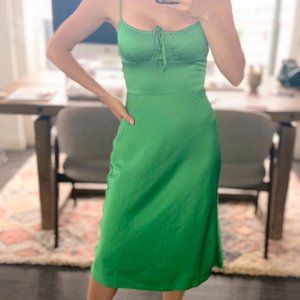 Aritzia Wilfred Bellow Midi Dress in Gloss Green Size 6